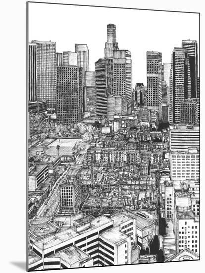 B&W Us Cityscape-Los Angeles-Melissa Wang-Mounted Art Print