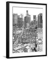 B&W Us Cityscape-Los Angeles-Melissa Wang-Framed Art Print