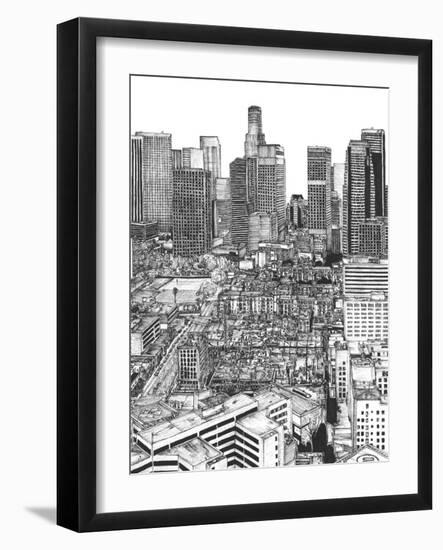 B&W Us Cityscape-Los Angeles-Melissa Wang-Framed Art Print