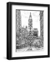 B&W Us Cityscape-Philadelphia-Melissa Wang-Framed Art Print