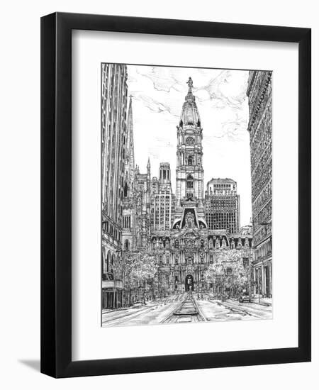 B&W Us Cityscape-Philadelphia-Melissa Wang-Framed Art Print
