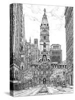 B&W Us Cityscape-Philadelphia-Melissa Wang-Stretched Canvas