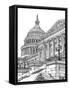 B&W Us Cityscape-Washington DC-Melissa Wang-Framed Stretched Canvas