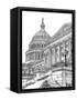 B&W Us Cityscape-Washington DC-Melissa Wang-Framed Stretched Canvas