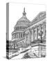 B&W Us Cityscape-Washington DC-Melissa Wang-Stretched Canvas