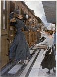 Two German Ladies Wave Farewell to a U-Boat-B. Wennerberg-Mounted Art Print