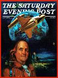 "Franklin and the Space Shuttle," Saturday Evening Post Cover, July 1, 1973-B. Winthrop-Stretched Canvas