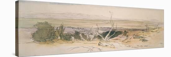 Baalbek from Lebanon, 1858 (Watercolour and Pen and Black Ink with Graphite Indications)-Edward Lear-Stretched Canvas