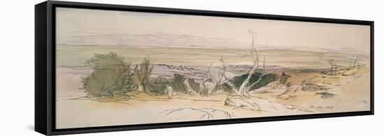 Baalbek from Lebanon, 1858 (Watercolour and Pen and Black Ink with Graphite Indications)-Edward Lear-Framed Stretched Canvas