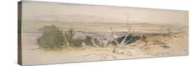 Baalbek from Lebanon, 1858 (Watercolour and Pen and Black Ink with Graphite Indications)-Edward Lear-Stretched Canvas