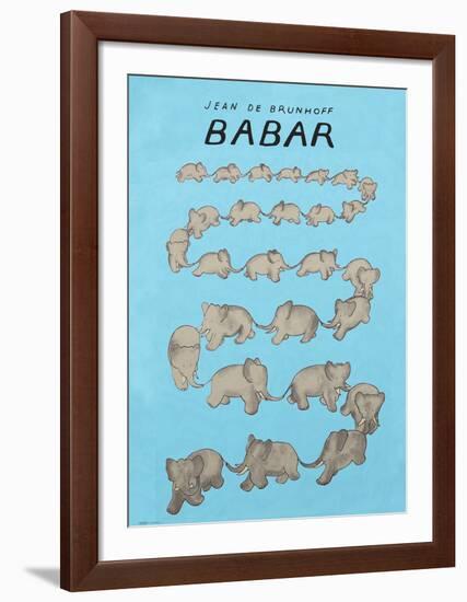 Babar The Blue Carousel-Jean de Brunhoff-Framed Art Print