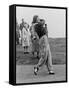 Babe Didrikson, Watching Golf Ball as She Completes Her Swing-null-Framed Stretched Canvas