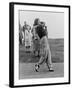 Babe Didrikson, Watching Golf Ball as She Completes Her Swing-null-Framed Photo