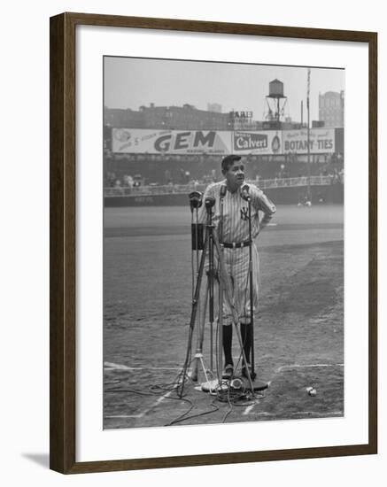 Babe Ruth at New York Yankees' 25th Anniversary-Cornell Capa-Framed Premium Photographic Print
