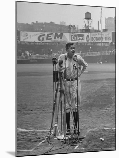 Babe Ruth at New York Yankees' 25th Anniversary-Cornell Capa-Mounted Premium Photographic Print