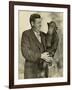 Babe Ruth, Holding Mike, a Chimpanzee at the St. Louis Zoological Park. Oct. 10, 1928-null-Framed Photo