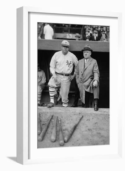 Babe Ruth in a Ny Giants Uniform with Giants Manager John Mcgraw, Oct. 23, 1923-null-Framed Photo