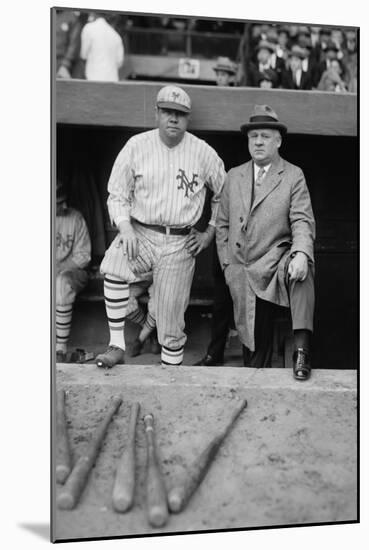 Babe Ruth in a Ny Giants Uniform with Giants Manager John Mcgraw, Oct. 23, 1923-null-Mounted Photo