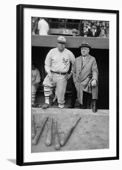 Babe Ruth in a Ny Giants Uniform with Giants Manager John Mcgraw, Oct. 23, 1923-null-Framed Photo