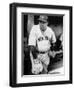 Babe Ruth in the New York Yankees Dugout at League Park in Clevelenad, Ohio, 1934-null-Framed Premium Giclee Print