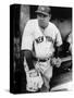 Babe Ruth in the New York Yankees Dugout at League Park in Clevelenad, Ohio, 1934-null-Stretched Canvas