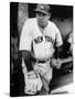 Babe Ruth in the New York Yankees Dugout at League Park in Clevelenad, Ohio, 1934-null-Stretched Canvas