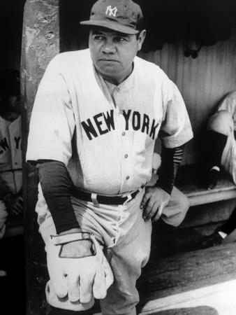 Babe Ruth in the New York Yankees Dugout at League Park in