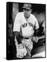 Babe Ruth in the New York Yankees Dugout at League Park in Clevelenad, Ohio, 1934-null-Framed Stretched Canvas