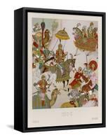 Babur Mughal Emperor of India 1526-1530 Depicted Invading Persia-Racinet-Framed Stretched Canvas