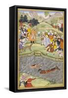 Babur Standing On the Banks Of the Ganges Where He Flung Himself When His Horse Lost Its Footing-Gwaliori Nand-Framed Stretched Canvas