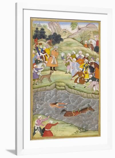 Babur Standing On the Banks Of the Ganges Where He Flung Himself When His Horse Lost Its Footing-Gwaliori Nand-Framed Giclee Print