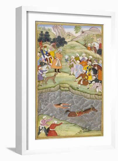 Babur Standing On the Banks Of the Ganges Where He Flung Himself When His Horse Lost Its Footing-Gwaliori Nand-Framed Giclee Print