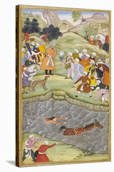 Babur Standing On the Banks Of the Ganges Where He Flung Himself When His Horse Lost Its Footing-Gwaliori Nand-Stretched Canvas