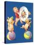 Baby and Pig Circus-null-Stretched Canvas