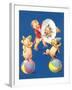 Baby and Pig Circus-null-Framed Art Print