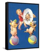 Baby and Pig Circus-null-Framed Stretched Canvas