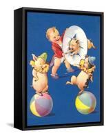 Baby and Pig Circus-null-Framed Stretched Canvas