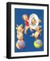 Baby and Pig Circus-null-Framed Art Print