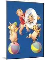 Baby and Pig Circus-null-Mounted Art Print