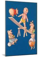 Baby and Pigs at Playground-null-Mounted Art Print