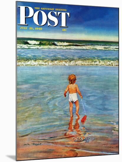 "Baby at the Beach," Saturday Evening Post Cover, July 23, 1949-Austin Briggs-Mounted Giclee Print
