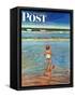 "Baby at the Beach," Saturday Evening Post Cover, July 23, 1949-Austin Briggs-Framed Stretched Canvas