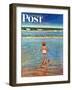 "Baby at the Beach," Saturday Evening Post Cover, July 23, 1949-Austin Briggs-Framed Giclee Print