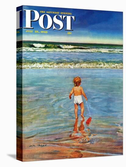 "Baby at the Beach," Saturday Evening Post Cover, July 23, 1949-Austin Briggs-Stretched Canvas