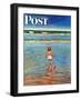 "Baby at the Beach," Saturday Evening Post Cover, July 23, 1949-Austin Briggs-Framed Premium Giclee Print