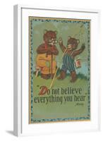 Baby Bear Telling Fish Tale-null-Framed Art Print