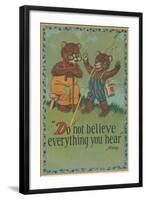 Baby Bear Telling Fish Tale-null-Framed Art Print