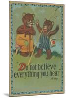 Baby Bear Telling Fish Tale-null-Mounted Art Print