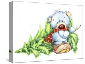 Baby Bear with Christmas Tree-ZPR Int’L-Stretched Canvas