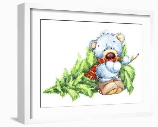 Baby Bear with Christmas Tree-ZPR Int’L-Framed Giclee Print